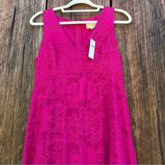 NWT Anthropologie Moulinette Soeurs Fuchsia Pink Lace Dress size 8 - Picture 5 of 15